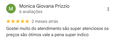 Avaliação de Monica Giovana Prizzio no Google