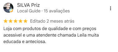 Avaliação de SILVA Priz no Google