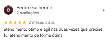 Avaliação de Pedro Guilherme no Google